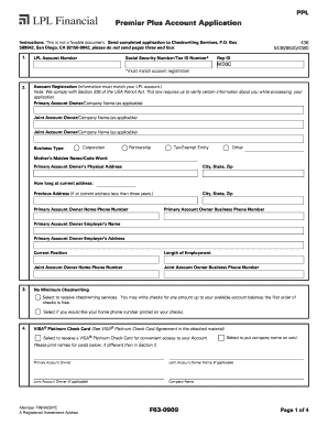 Premier Plus Account Application