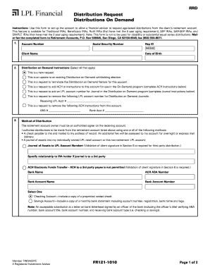 Retirement Account Distribution Request Form