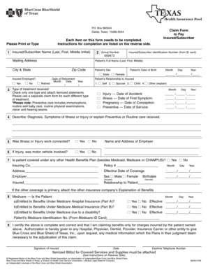 Texas Health Insurance Claim Form