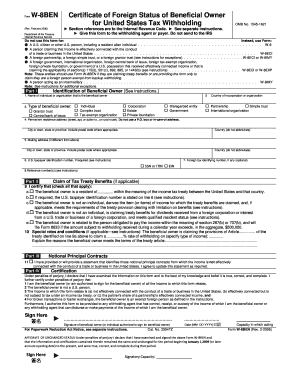 Form W-8BEN Certificate of Foreign Status of Beneficial Owner