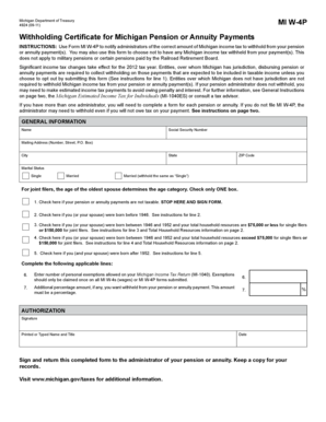 Michigan W-4P Withholding Certificate