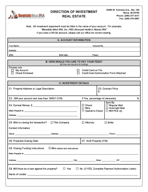 Direction of Investment Form