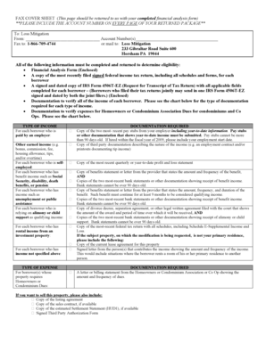 Fax Cover Sheet for Financial Analysis Form