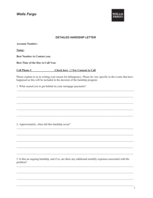 Wells Fargo Hardship Letter and Financial Information Sheet
