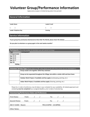 Volunteer Group Application Form