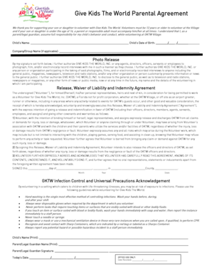 Give Kids The World Parental Agreement