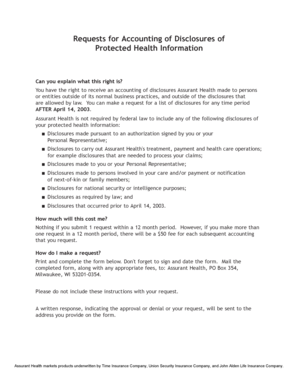 Request for Accounting of Disclosures of Protected Health Information