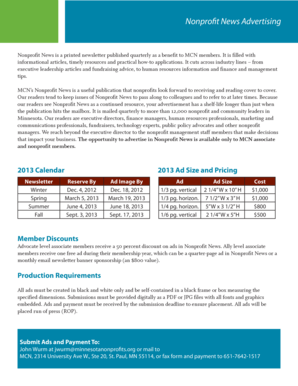 Nonprofit News Advertising Reservation Form