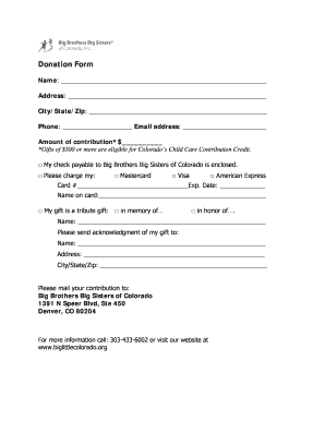 Colorado Donation Form