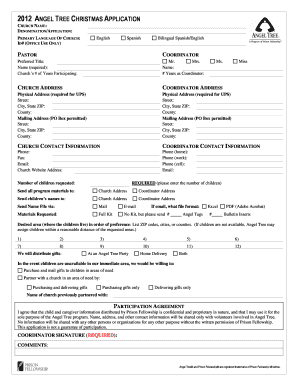 Angel Tree Christmas Application