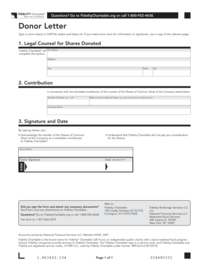 Donor Letter for Shares Donated