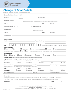Change of Boat Details Form