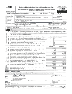 Form 990 (2012) Tax Exempt Organization Annual Return