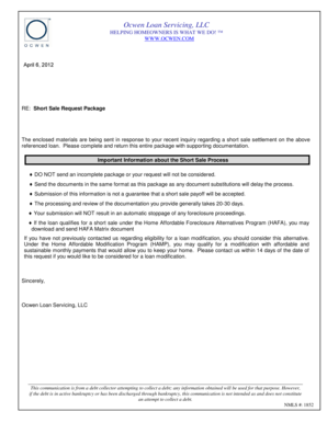 Short Sale Request Package