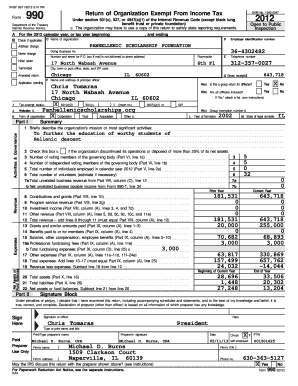 Form 990 2012 US Federal Tax Return