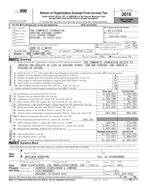 Form 990 Return of Organization Exempt From Income Tax 2010