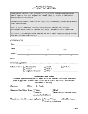 Applicant Data Record