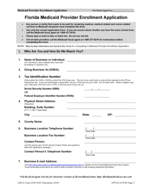 Florida Medicaid Provider Enrollment Application