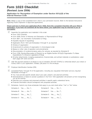 Form 1023 Application for Tax Exemption