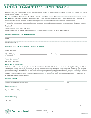Northern Trust External Account Verification Form