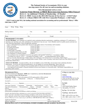 NSA Membership Application