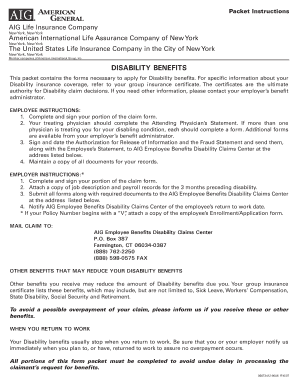AIG Disability Benefits Claim Form
