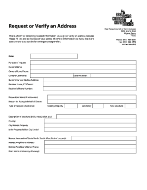 Address Request or Verification Form