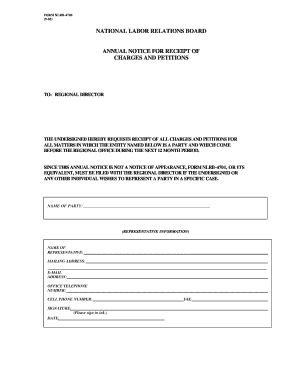 NLRB Annual Notice for Receipt of Charges and Petitions