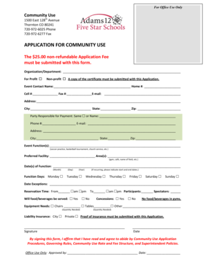 Community Use Application Form