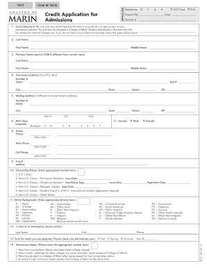 College of Marin Credit Application Form