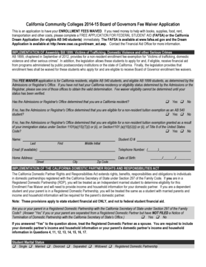 California Community Colleges Board of Governors Fee Waiver Application