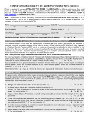 California Community Colleges Board of Governors Fee Waiver Application