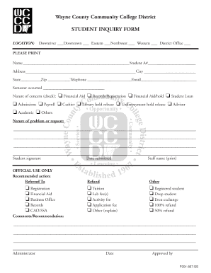 Wayne County Community College Student Inquiry Form