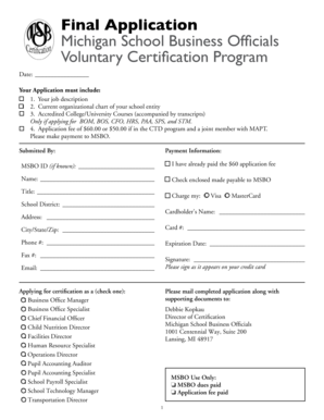 Final Application - Michigan School Business Officials - msbo