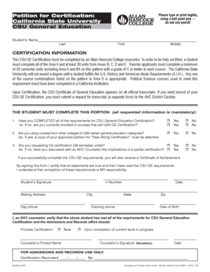 CSU General Education Certification Petition