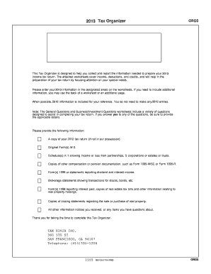 2013 Tax Organizer