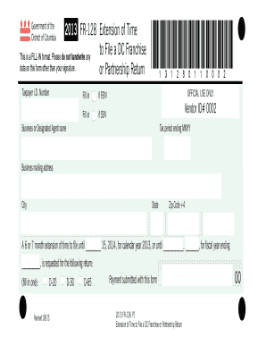 DC Franchise or Partnership Return Extension Form