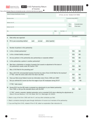 2013 D-65 Partnership Return of Income