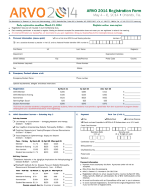ARVO 2014 Registration Form