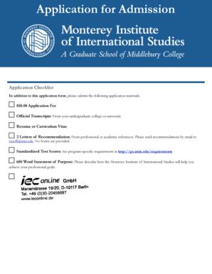 Monterey Institute Application Form