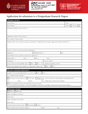 Postgraduate Research Degree Application Form