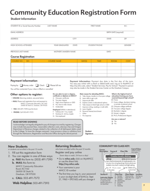 Community Education Registration Form