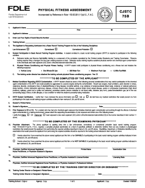 Florida Physical Fitness Assessment Form CJSTC-75B