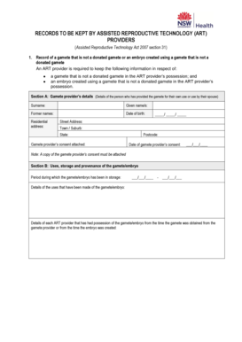 Assisted Reproductive Technology Record Forms