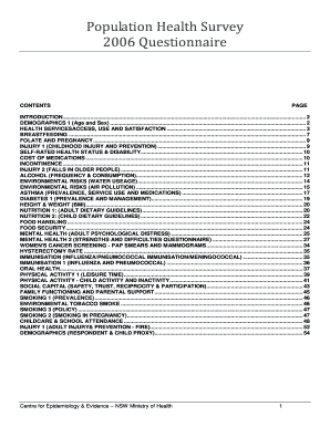 Population Health Survey 2006 Questionnaire