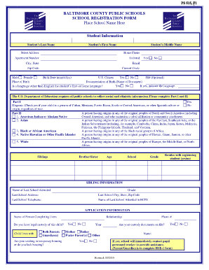 Baltimore County Public Schools Registration Form