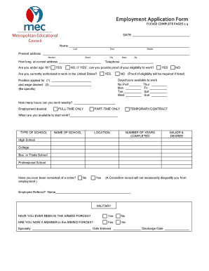 Employment Application Form