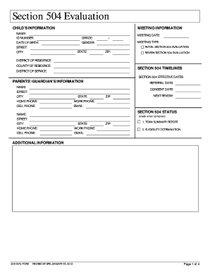 Section 504 Evaluation Form
