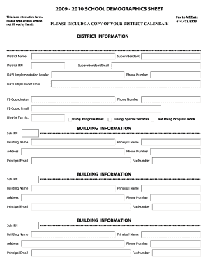 2009-2010 School Demographics Sheet