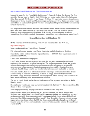 Form 941 Filing Requirements